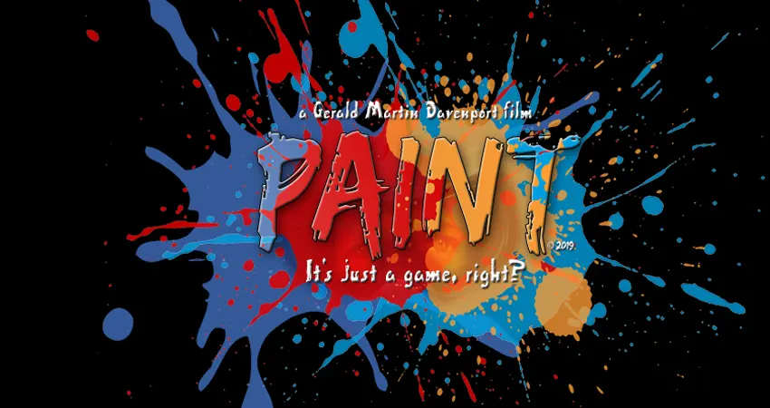 Paintball splats with Paint the Movie title over them