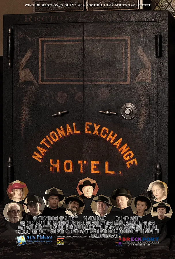 the National Exchange movie poster with cast and crew credits and pictures of cast.