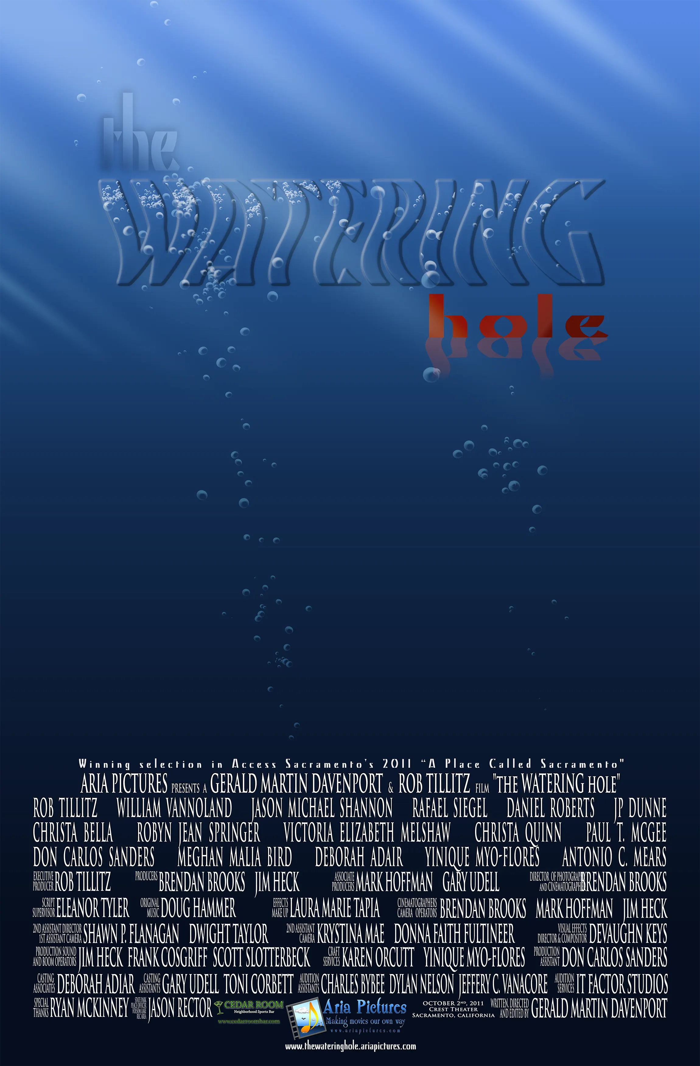 the WATERING hole movie poster with cast and crew credits.