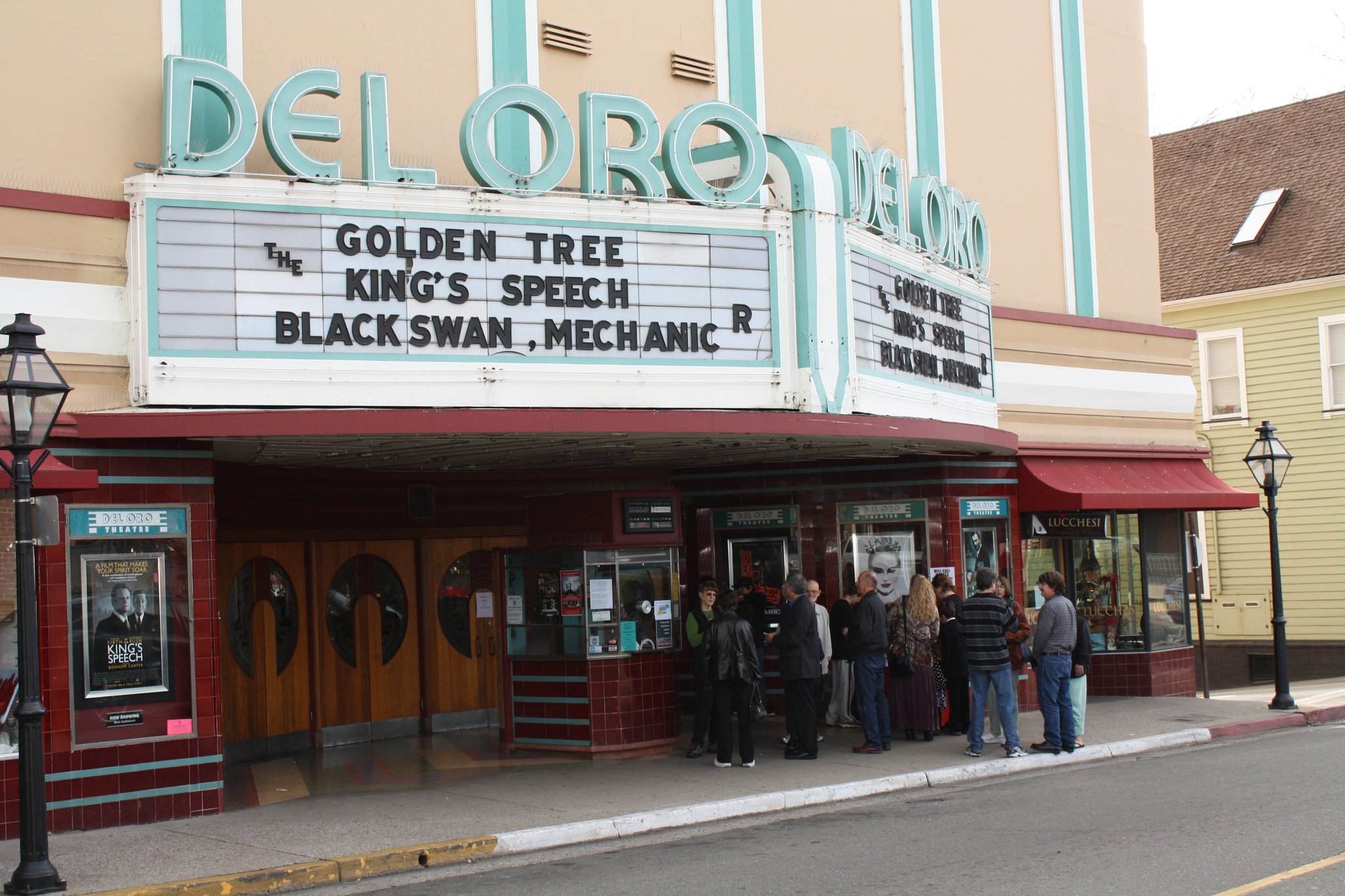 People in line to see THE GOLdEN TREE at The Dell Oro theater in Grass Valley.