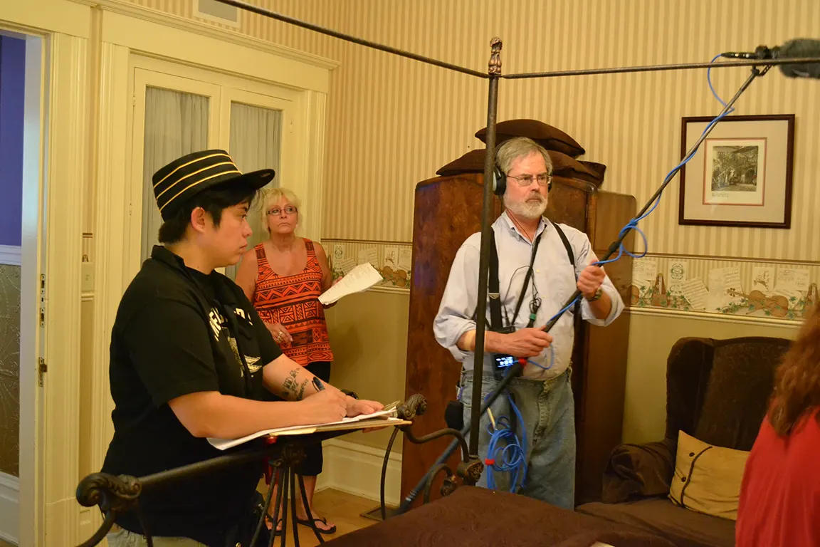 Donna Faith, Dänna Wilberg, and Scott Slotterbeck on the set of The Producer