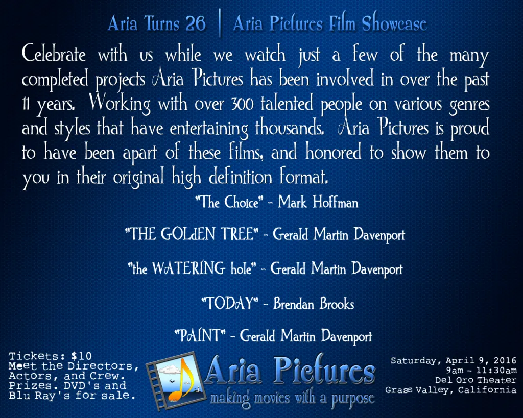 Aria Pictures film showcase info sheet.
