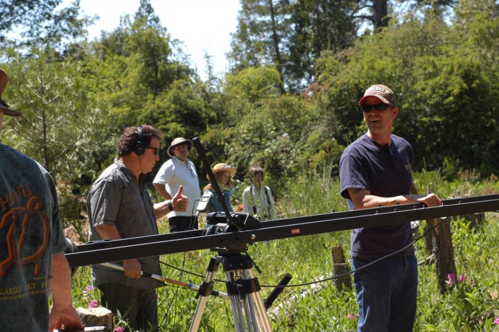 Gary Udell is on the audio Boom while Brendan Brooks runs the crane.